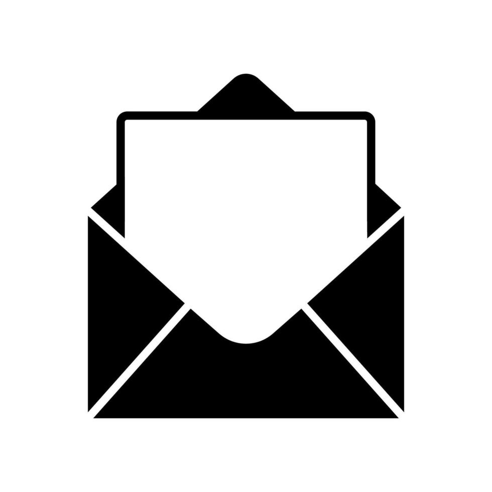 Outline email icon. Mailbox with letter silhouette. Black and white vector
