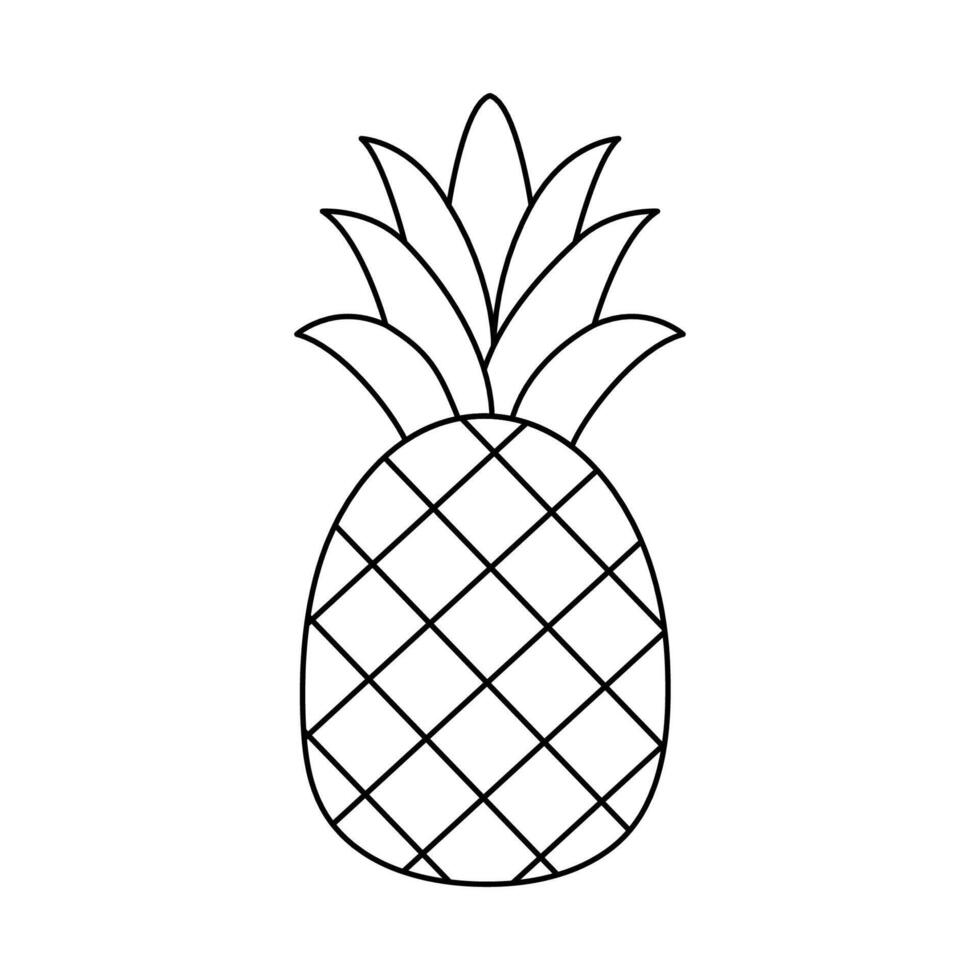 Pineapple line icon. Simple drawing of whole pineapple. Outline clipart fruit vector