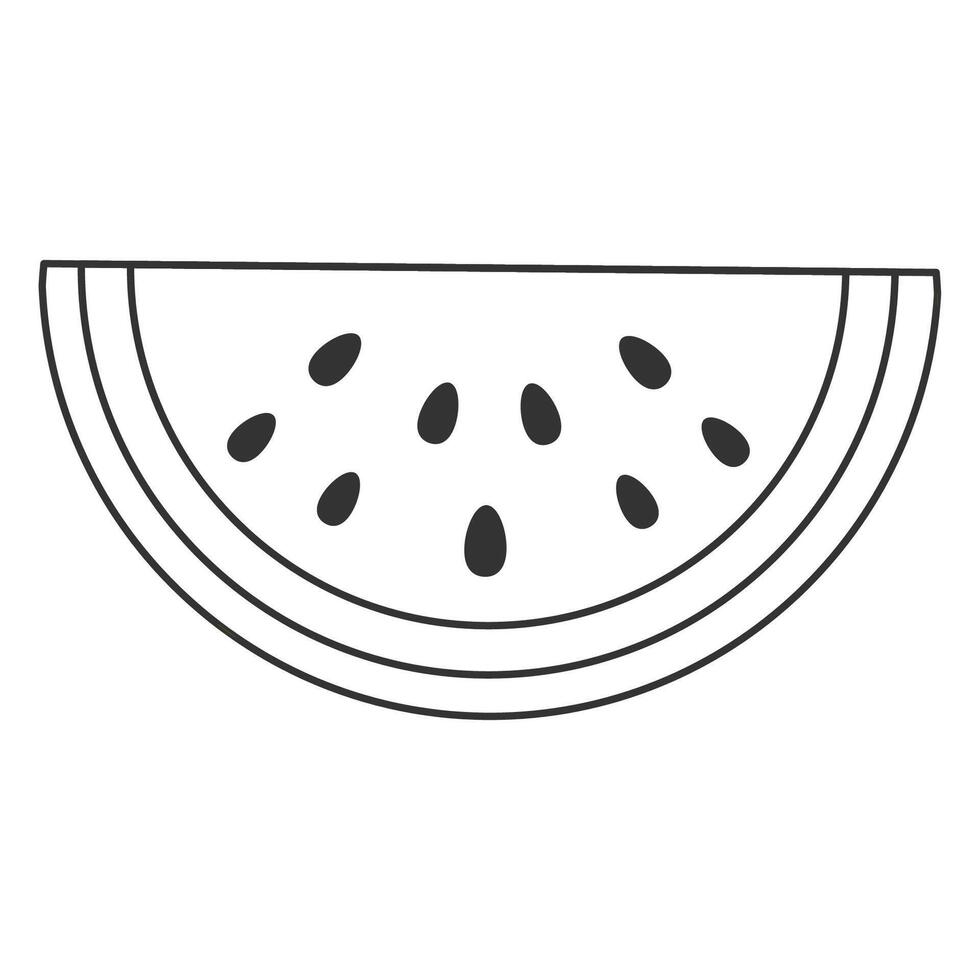 Minimalist watermelon slice in line art style. Perfect for summer themed designs, food illustrations vector