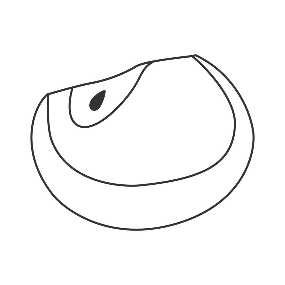 Apple quarter silhouette icon with contour seeds, great for organic food labels vector