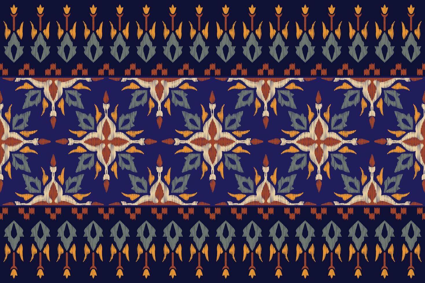 Art of Ikat ethnic embroidery design pattern for textile. vector