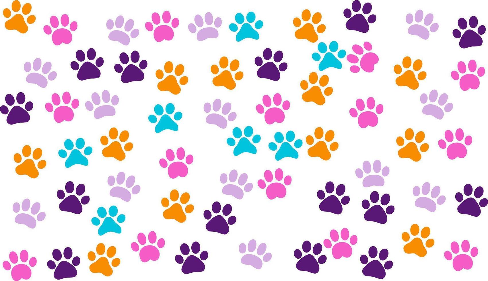 Abstract paw prints backgrounds in the style of light turquoise and orange light purple vector