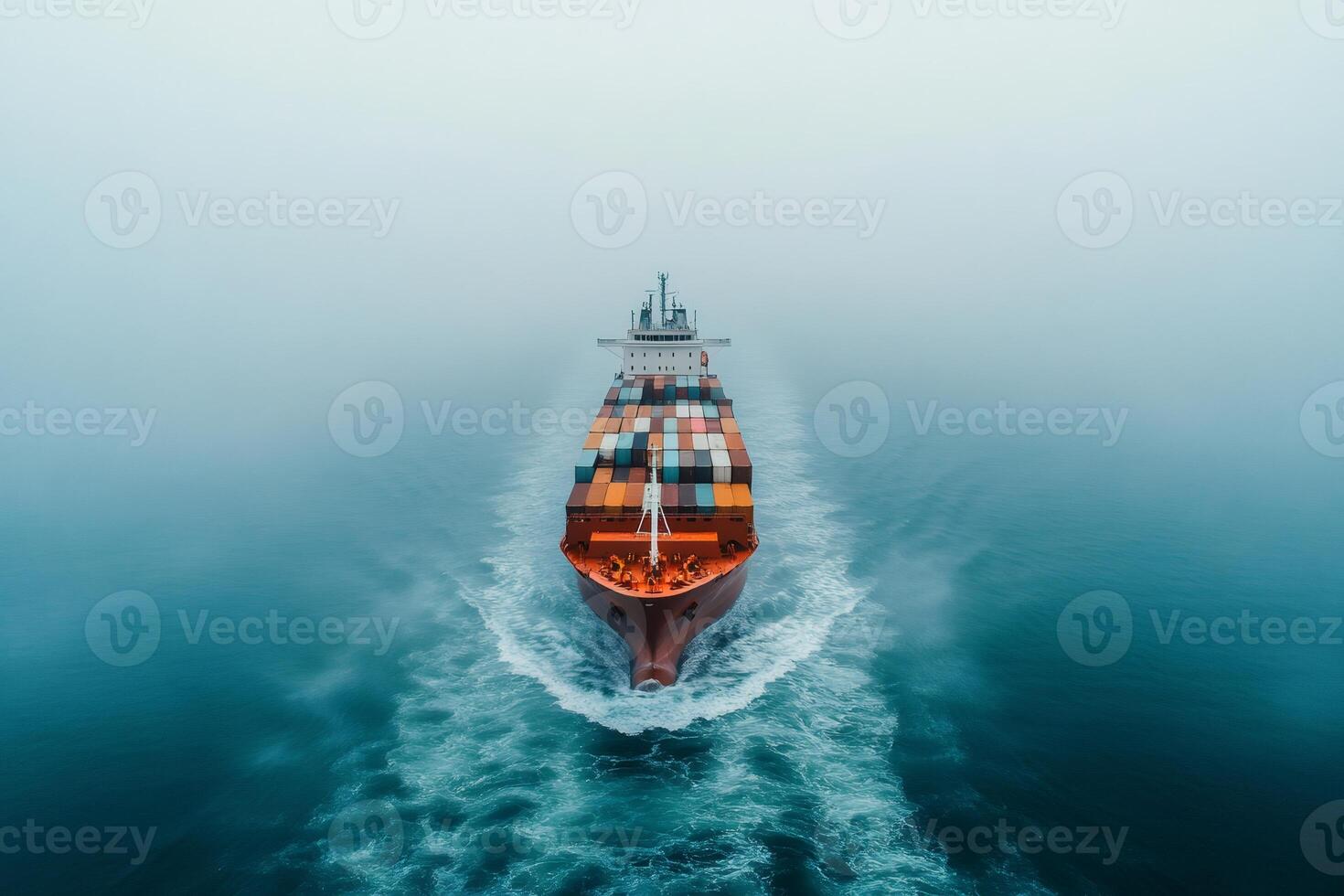 Large container ship sailing in the ocean.. photo