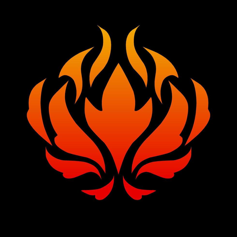 tribal art design abstract burning fire on black background vector