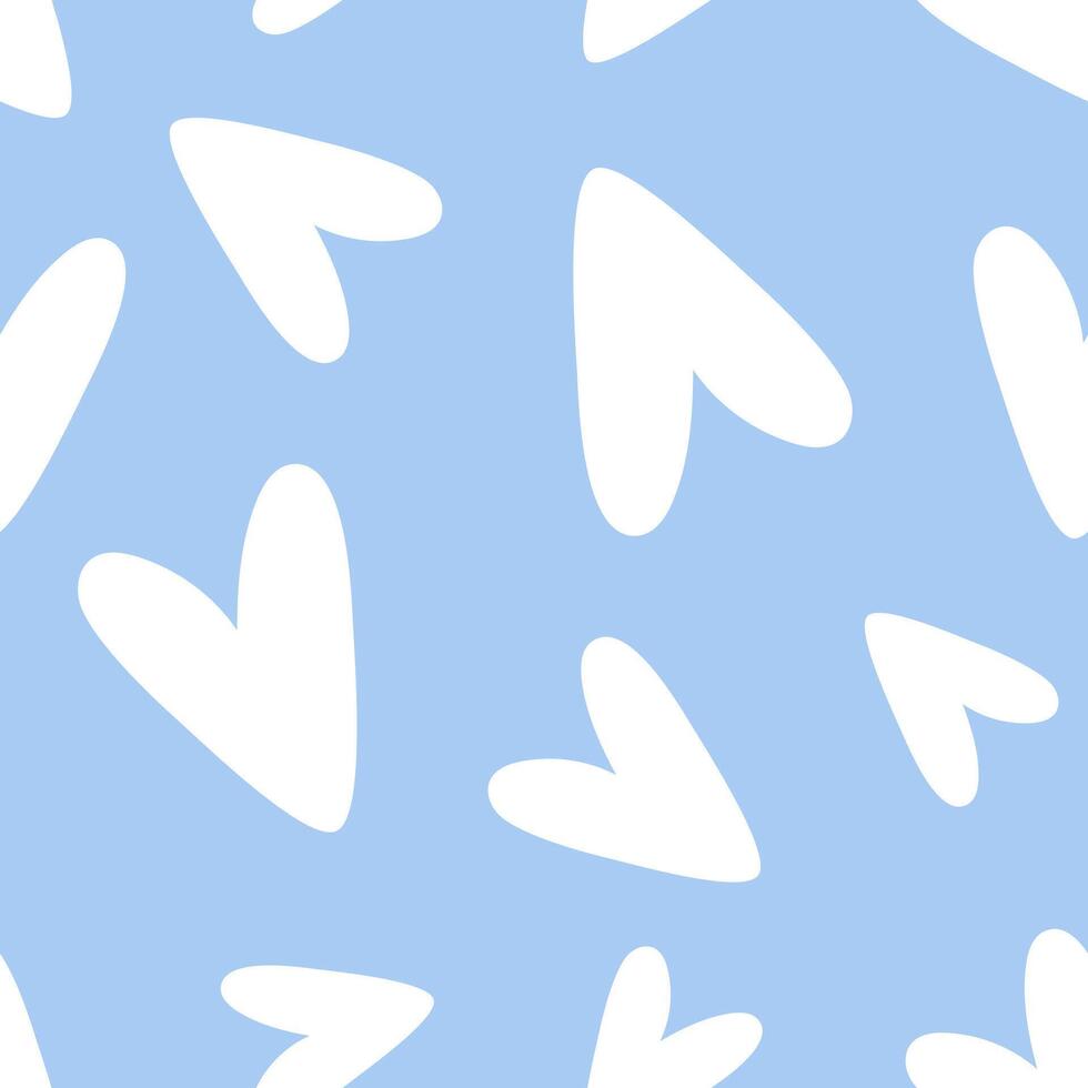 Hearts seamless pattern. Cute romantic hearts on blue background print. Flat illustration. vector