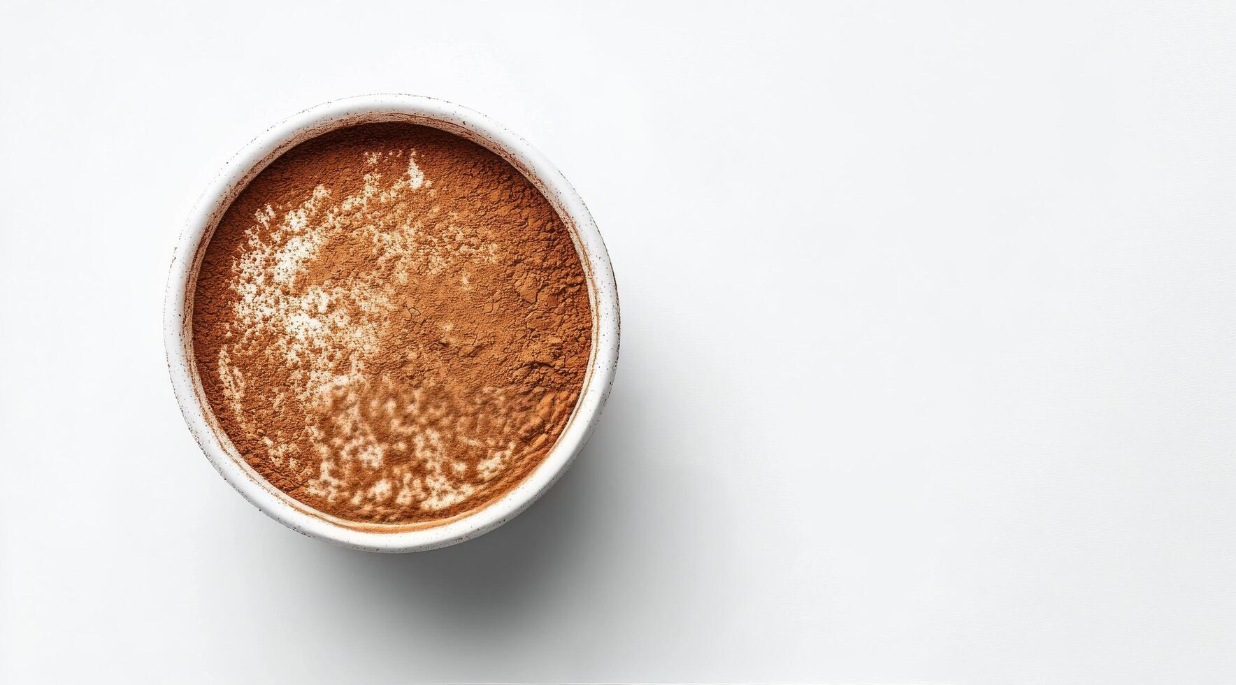 Top view of a cup of coffee on a white background photo