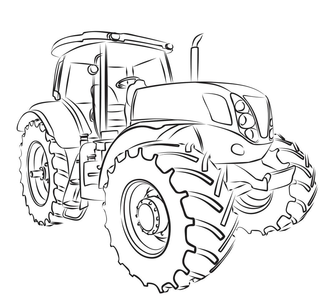 The Tractor Sketch. vector