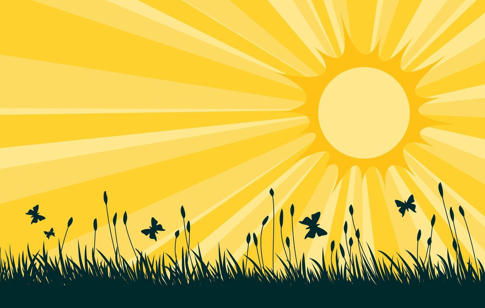 Meadow with sun. vector