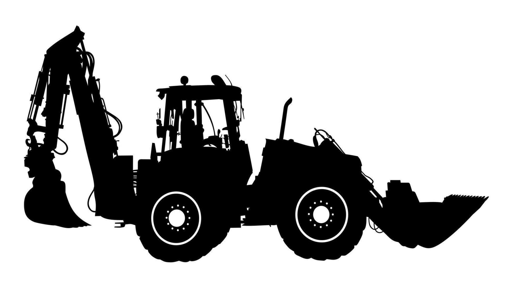Silhouette of the big tractor. vector