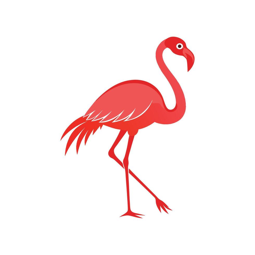 A vibrant, cartoon-style illustration of a flamingo, presented against a plain white background. vector