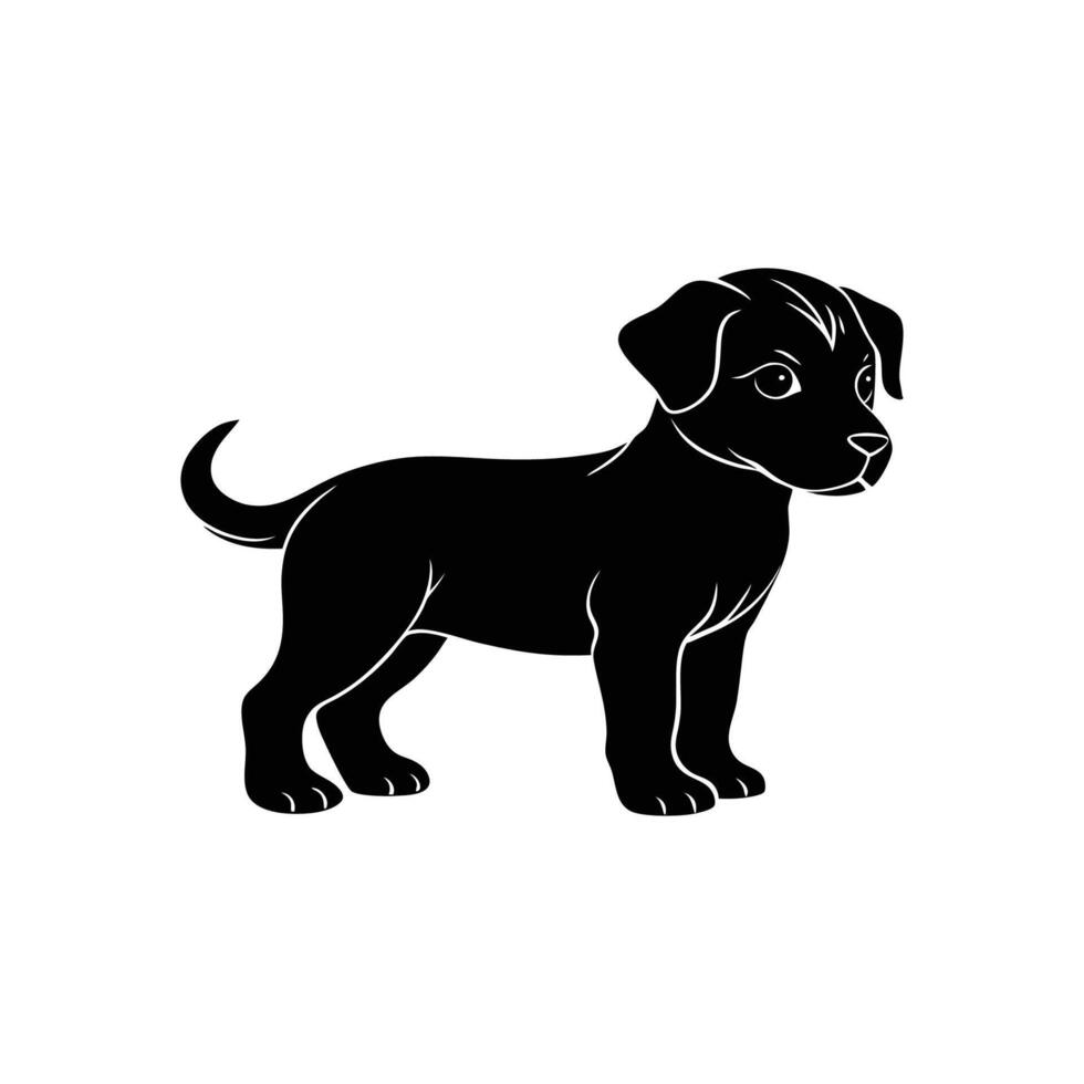 Black and white dog silhouette design vector
