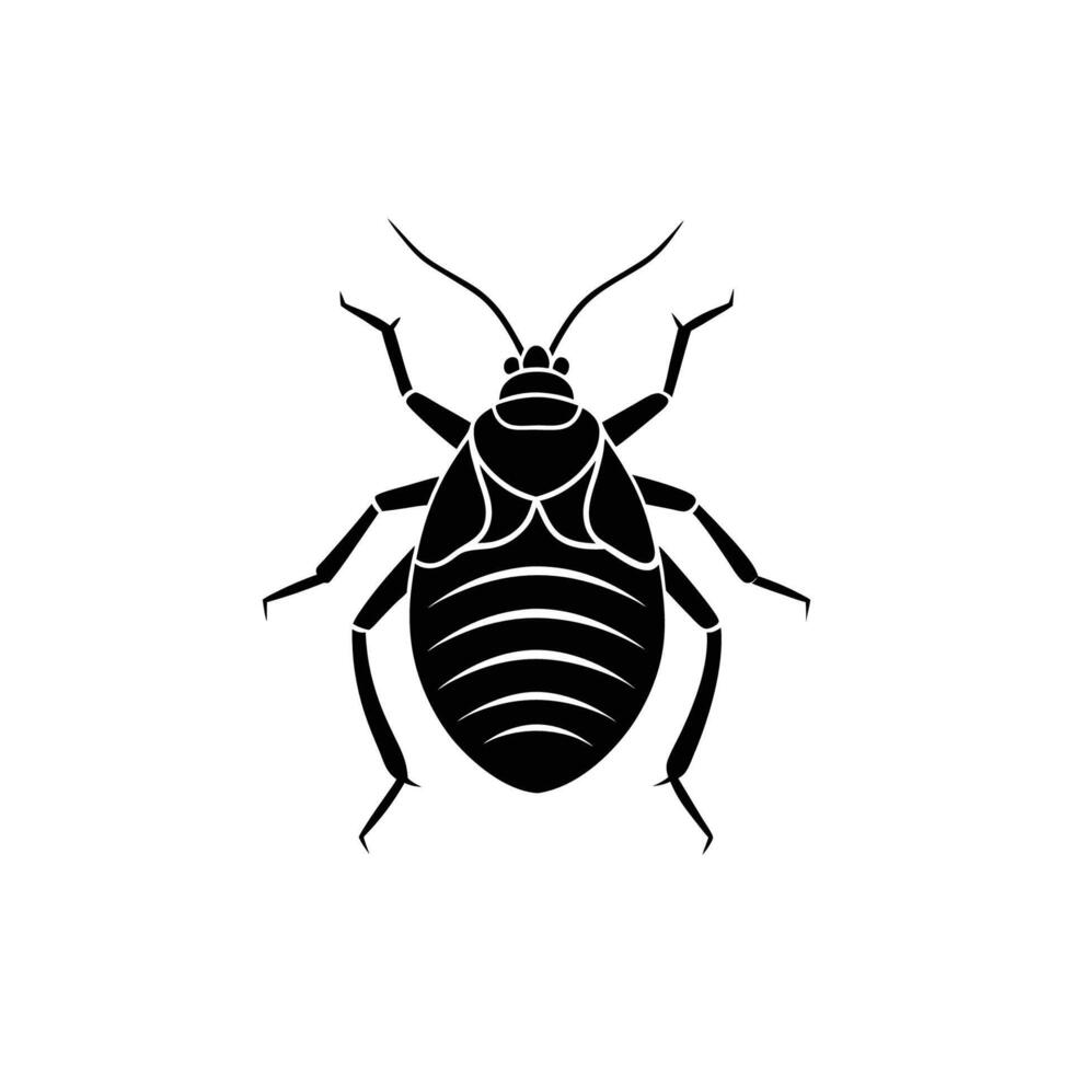 Black and white bedbug silhouette vector