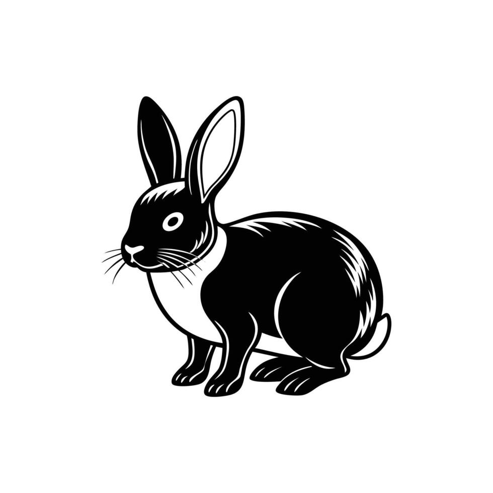 Black and white rabbit silhouette design vector