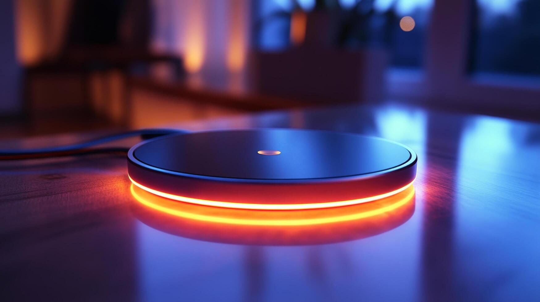 An amazon echo dot on a table photo