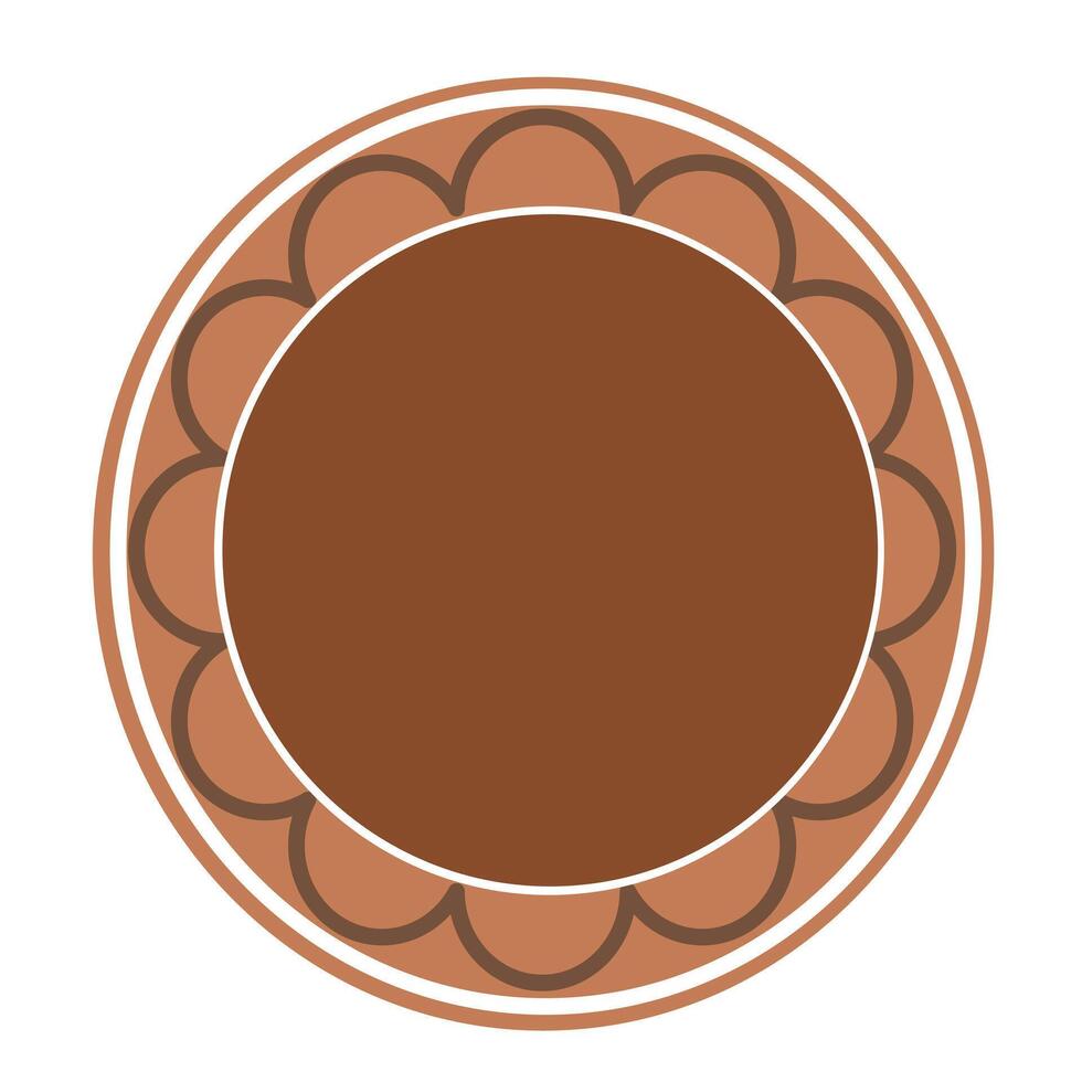 A brown plate with a flower design on it vector