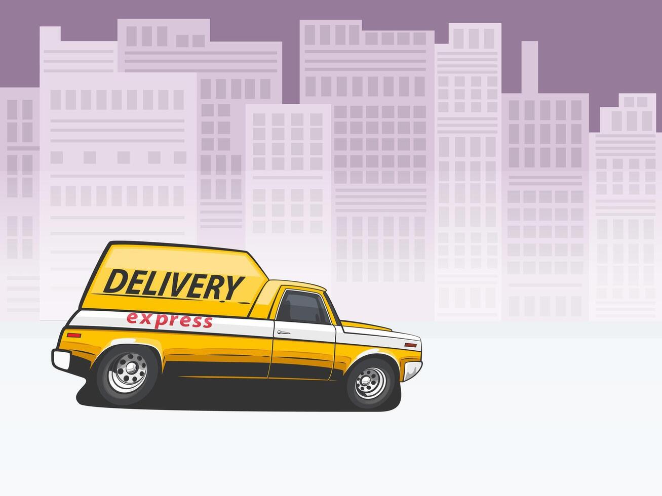 Delivery truck banner illustration. Delivery concept design template. Delivery service concept. Cargo and Logistics hand drawn illustration. Delivery Van isolated vector