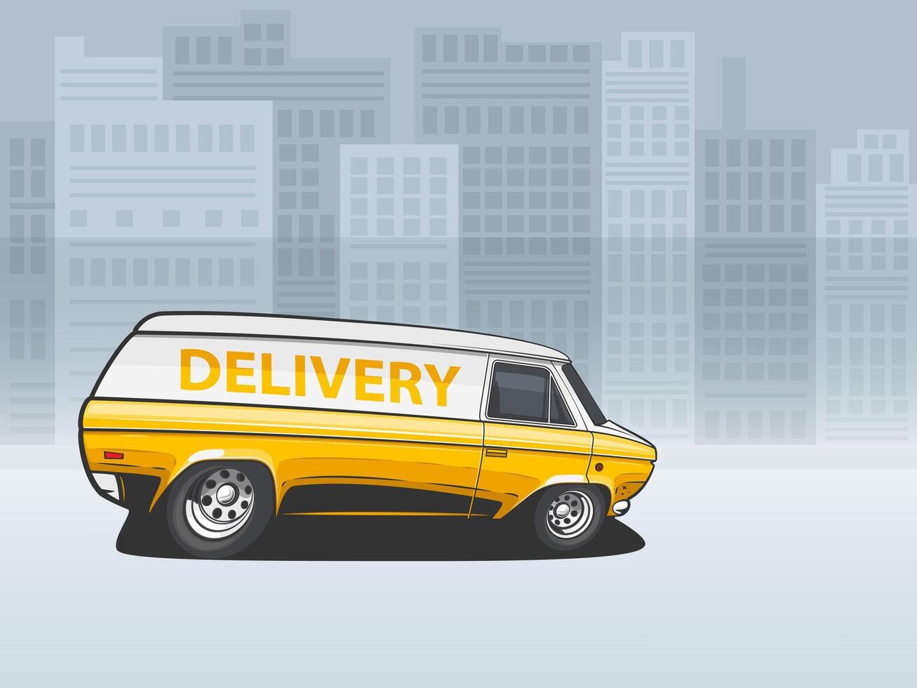 Delivery truck illustration template. Delivery concept design template. Delivery service concept. Cargo and Logistics hand drawn illustration. Delivery Van isolated vector