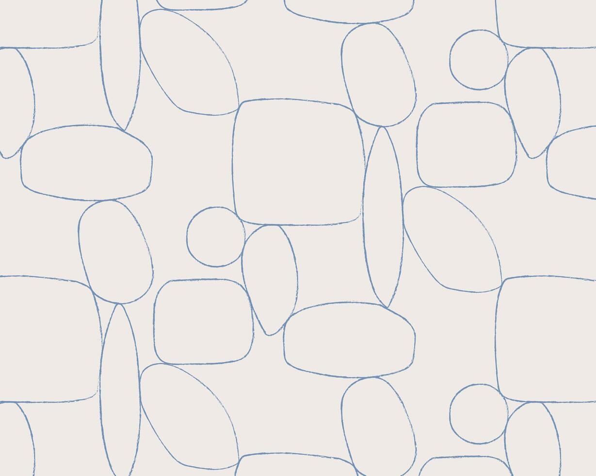 Sea stone wall stylish pattern with blue drawing on beige color background vector