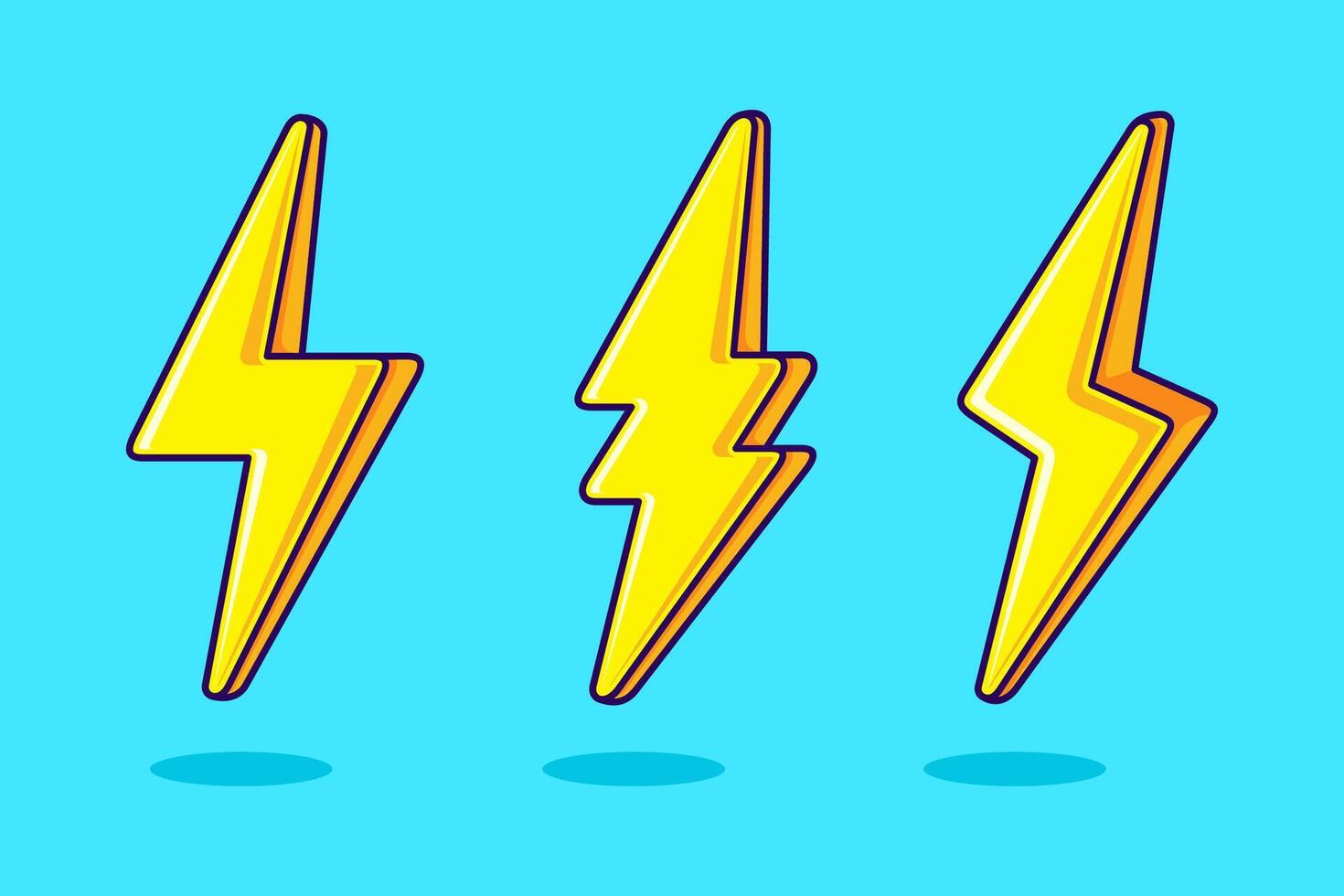 set thunder illustration . set cartoon lightning icon vector