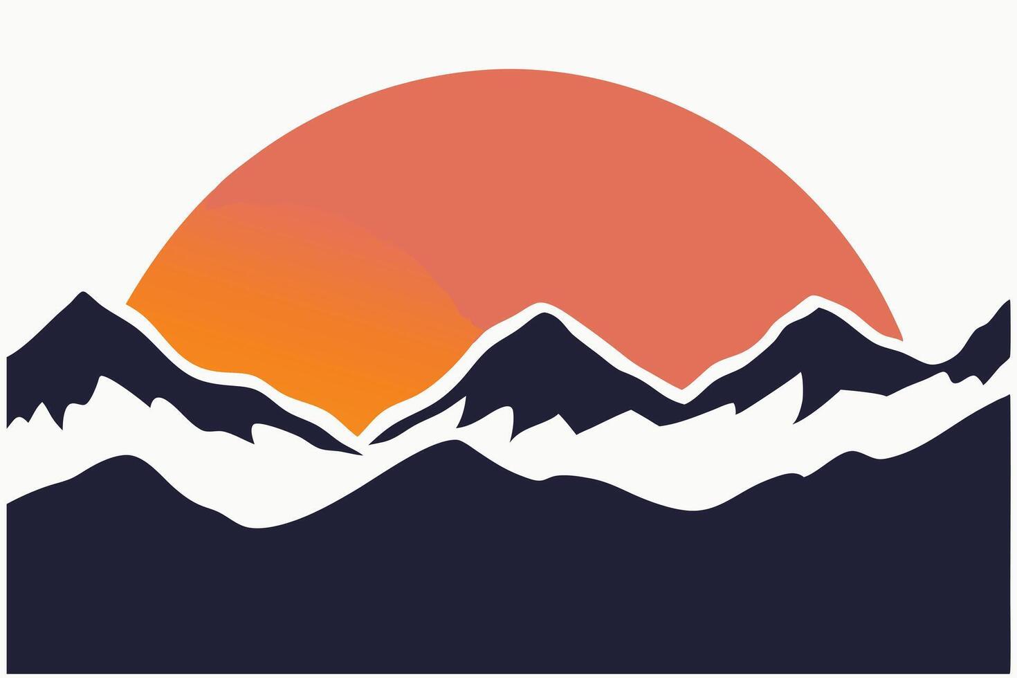 A Vibrant Sunset Over Mountain Peaks vector