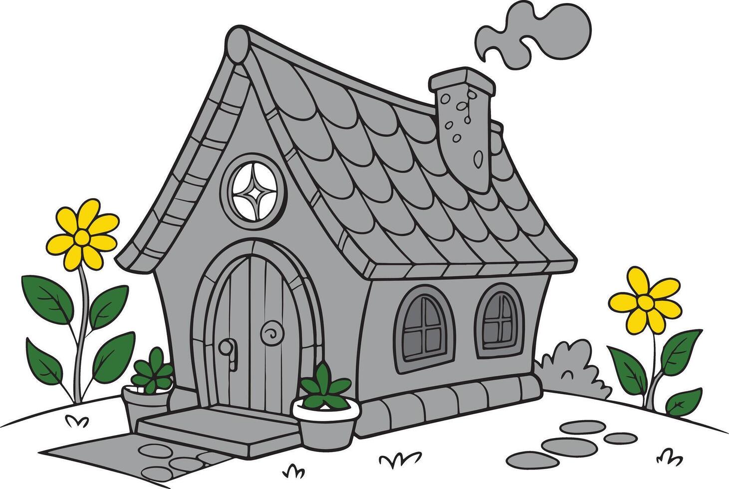 House cooring book page for kids vector