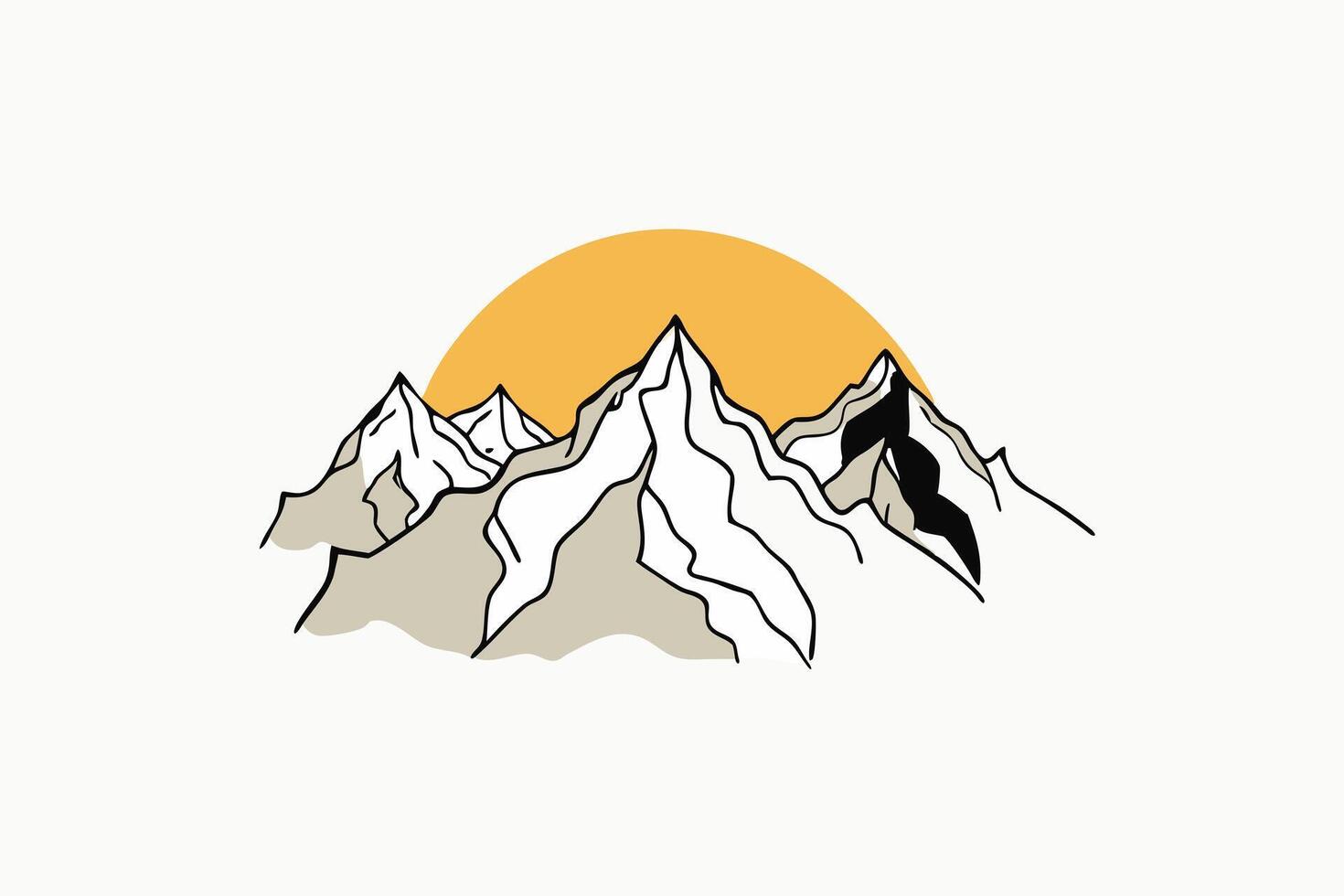 Vibrant Sunset Over Mountain Peaks vector