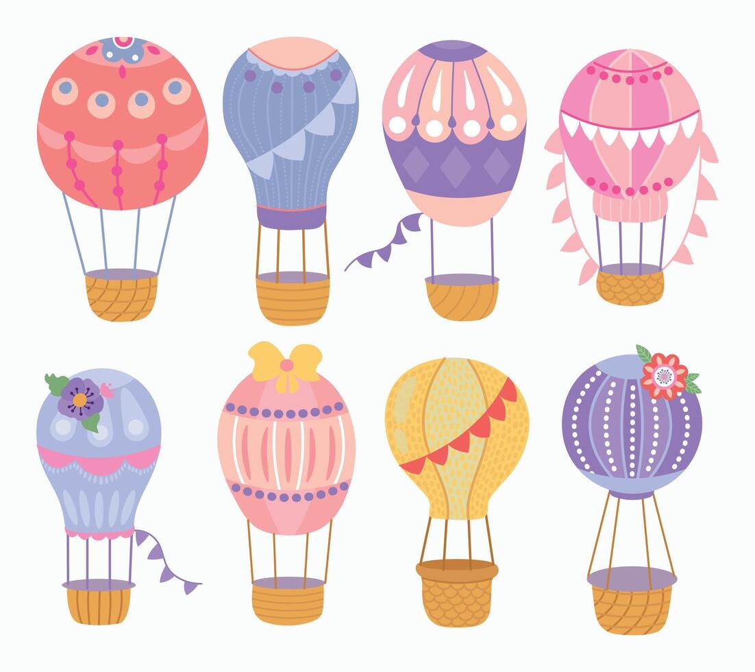 Set of hand drawn balloons. White background, insulator vector