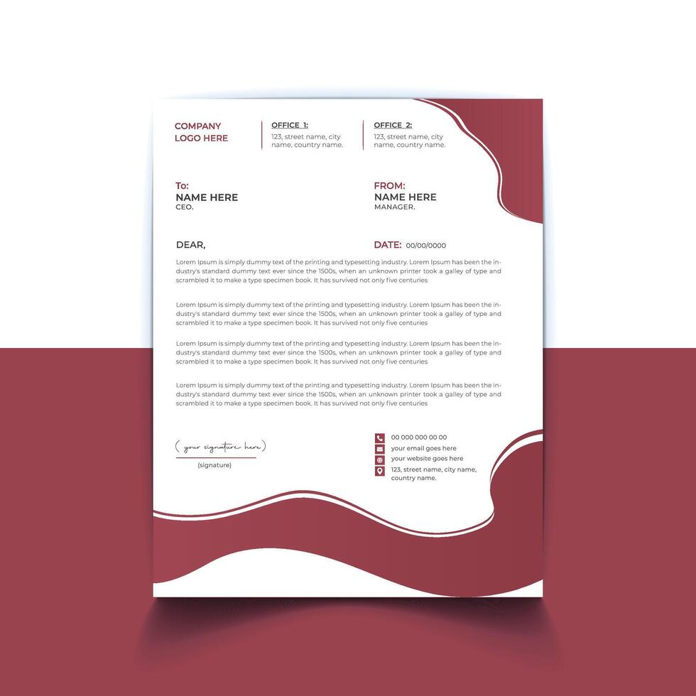 Creative a4 size print ready letterhead design template vector