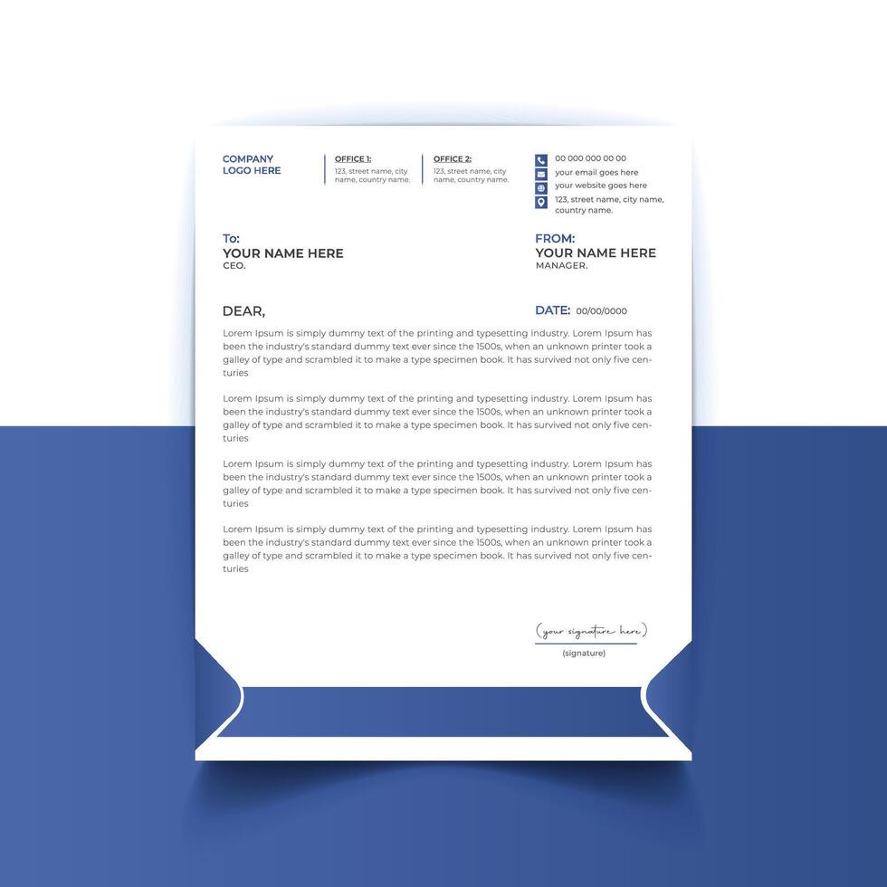 Business a4 size letterhead design template vector
