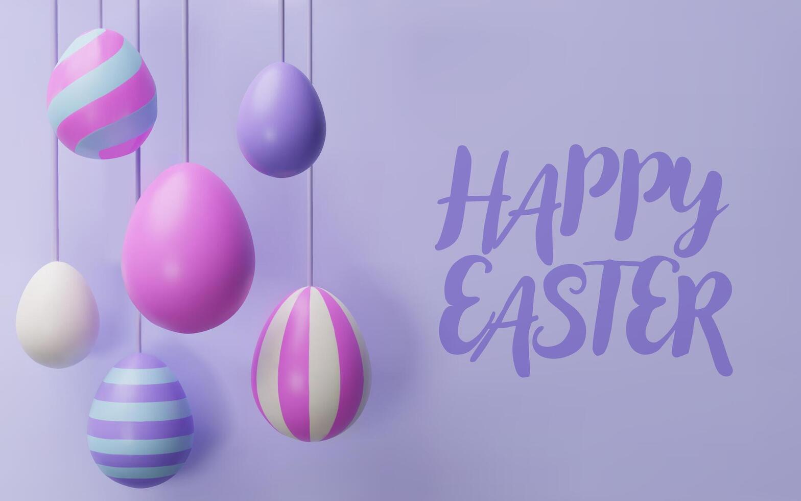 3d render easter pastel egg banner. Three-dimensional illustration. Greeting poster for celebration, springtime holiday, kids hunt or design for sale advertising. Modern seasonal card template vector