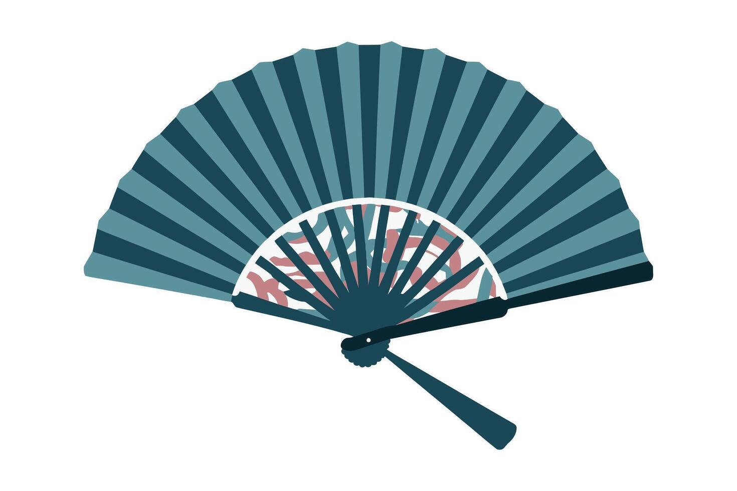 a blue and white fan with a red and black design vector
