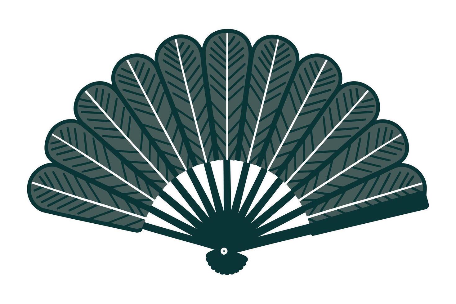 a fan with leaves on it is shown in this illustration vector