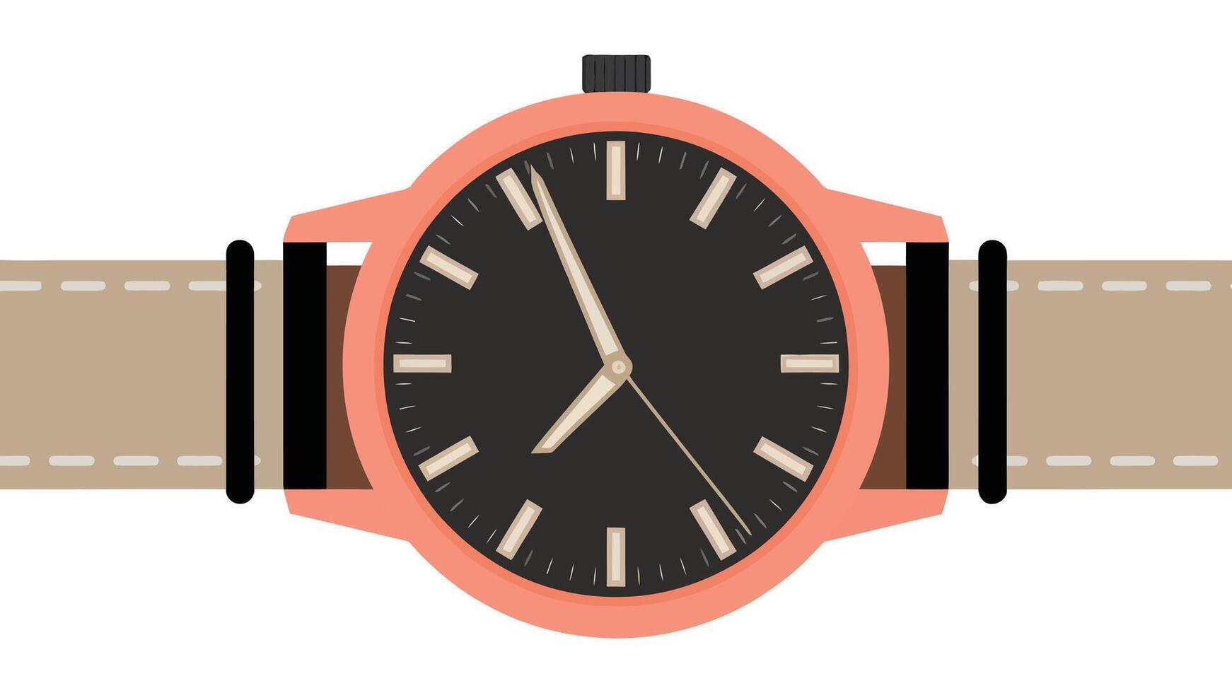 Modern Minimalist Wristwatch , Men Hand Watch Illustration isolated on white background vector