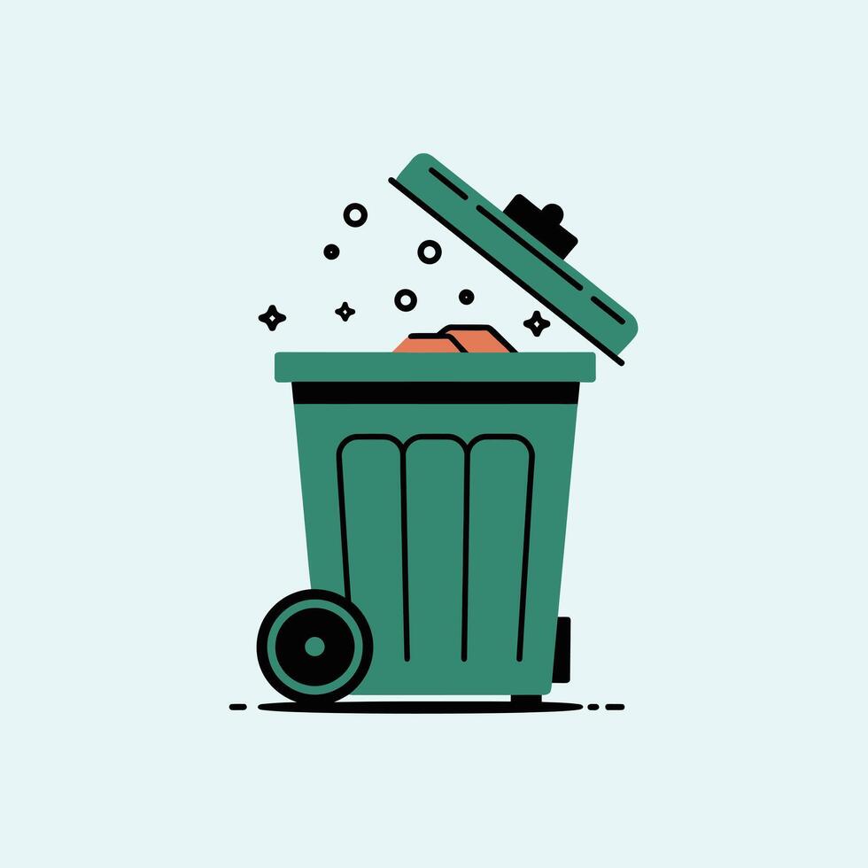 a trash can with a garbage can lid open vector