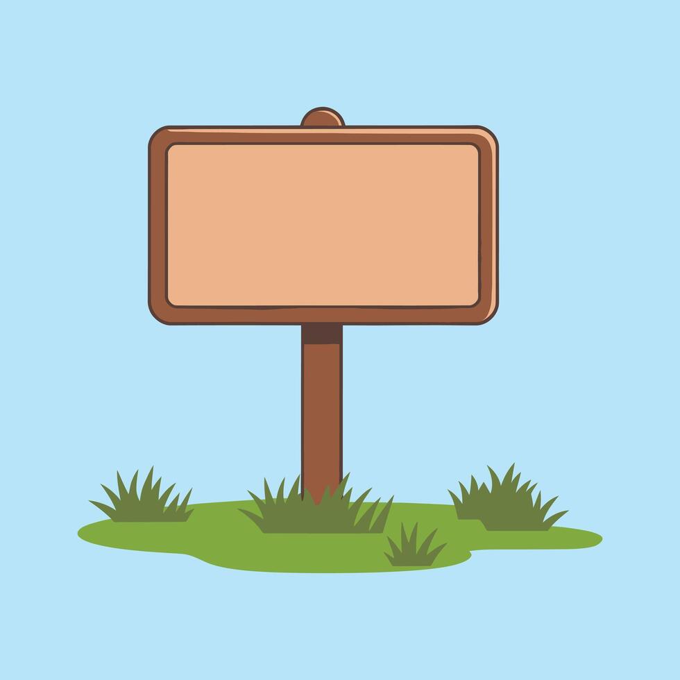 wooden signboard in the grass illustration vector