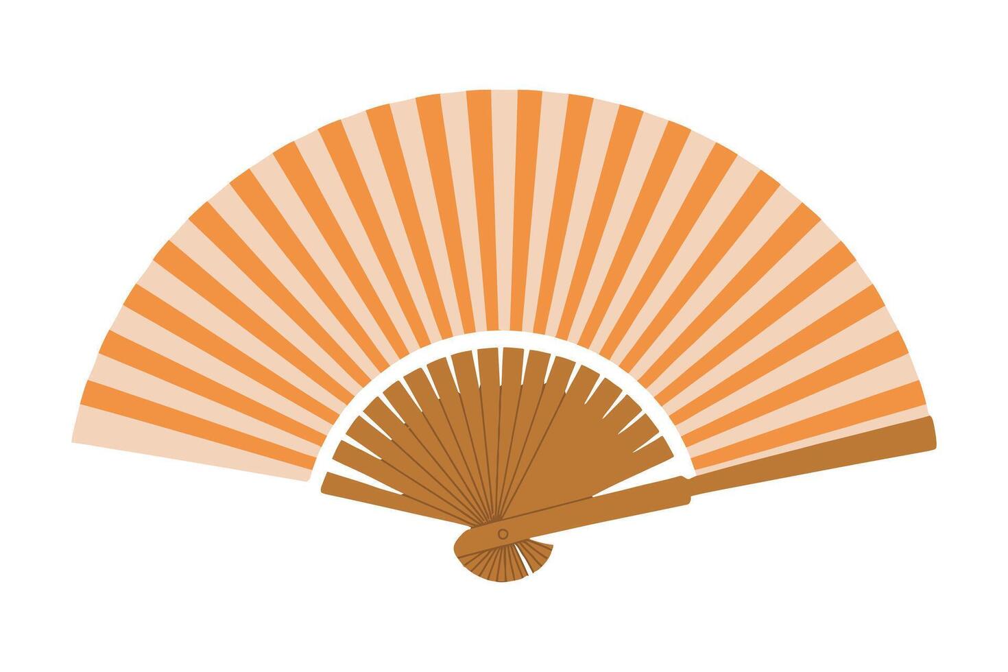 an orange and white fan with a sunburst pattern vector