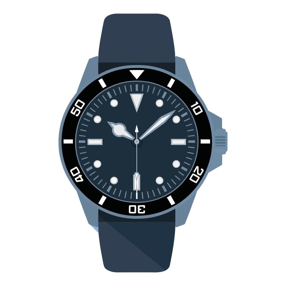 a watch on a white background with blue hands vector