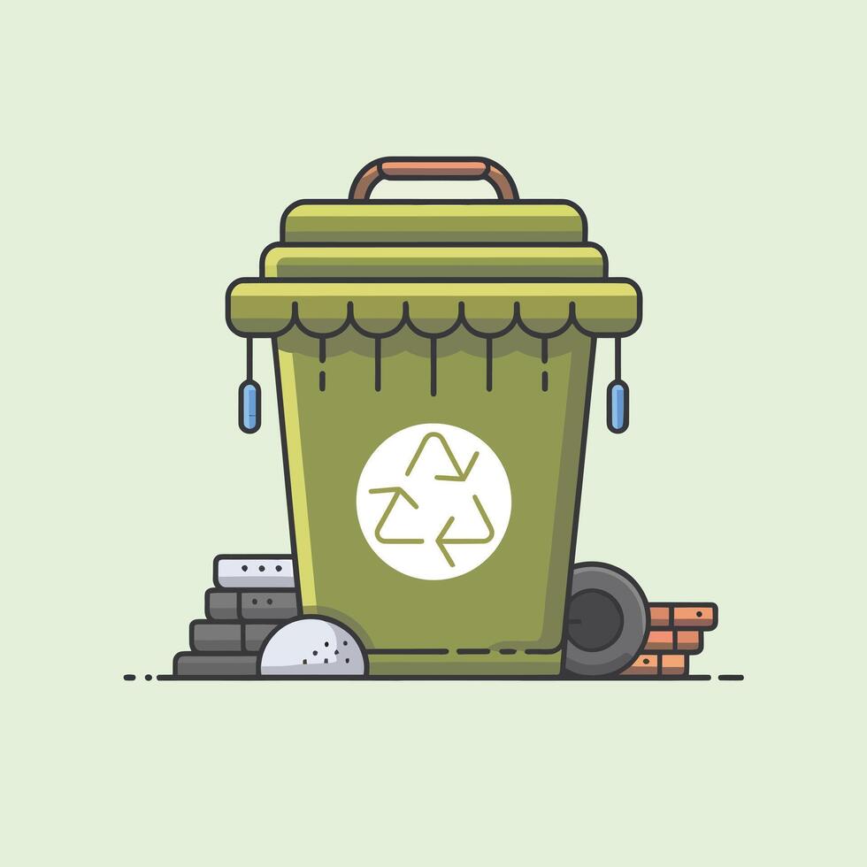 a garbage can with a recycling symbol on it vector