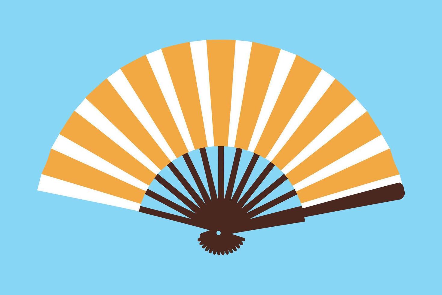 an orange and white fan with a blue background vector