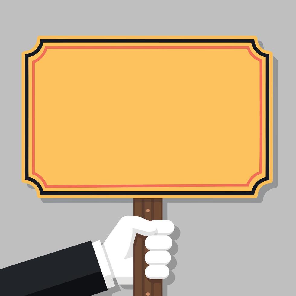 hand holding a blank sign illustration vector