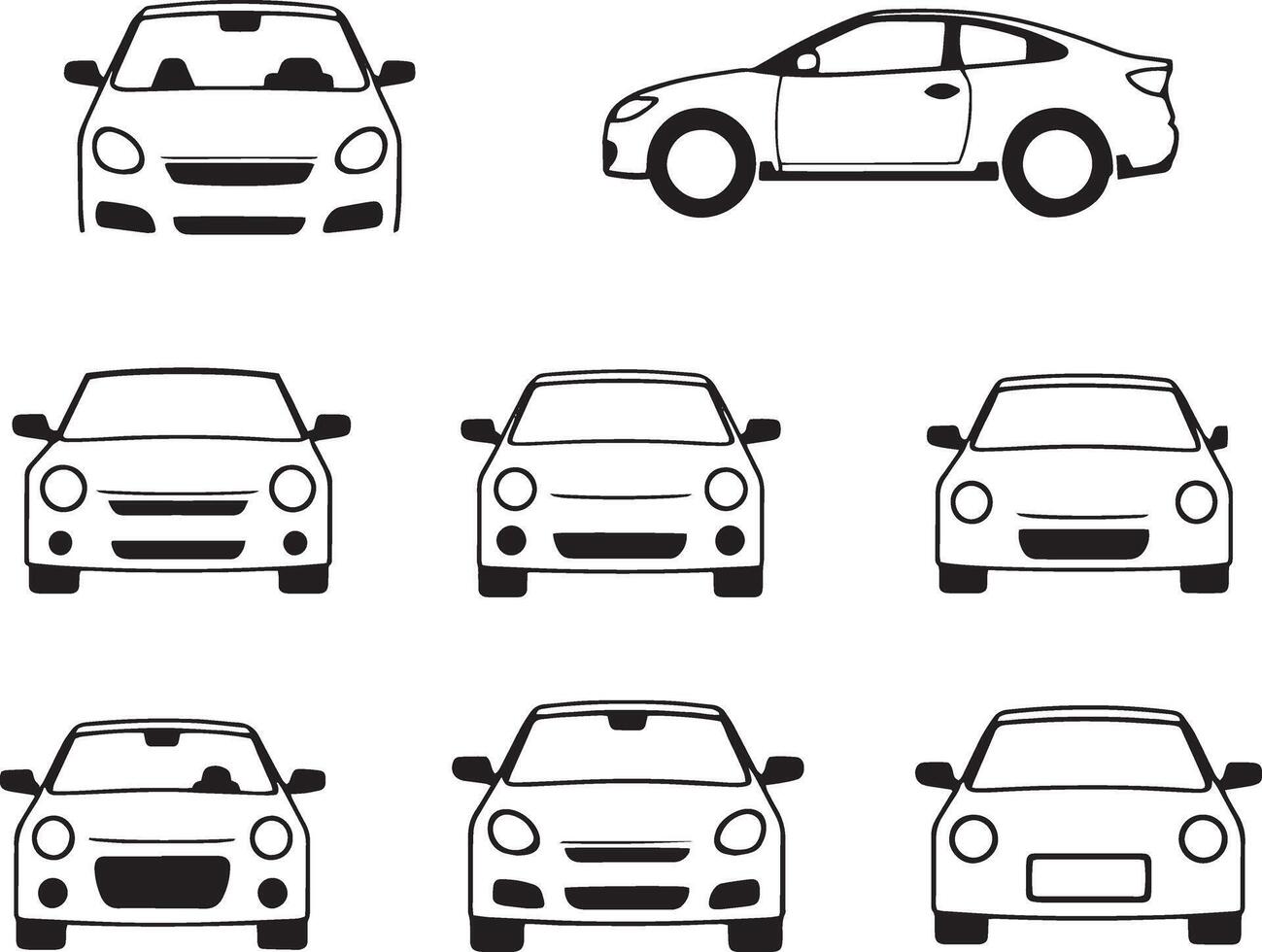 Variety of Car Outline in Different Styles vector