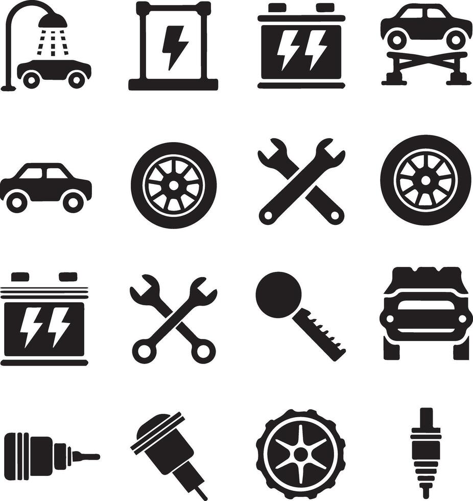 Collection of Automotive Repair and Maintenance Icons vector