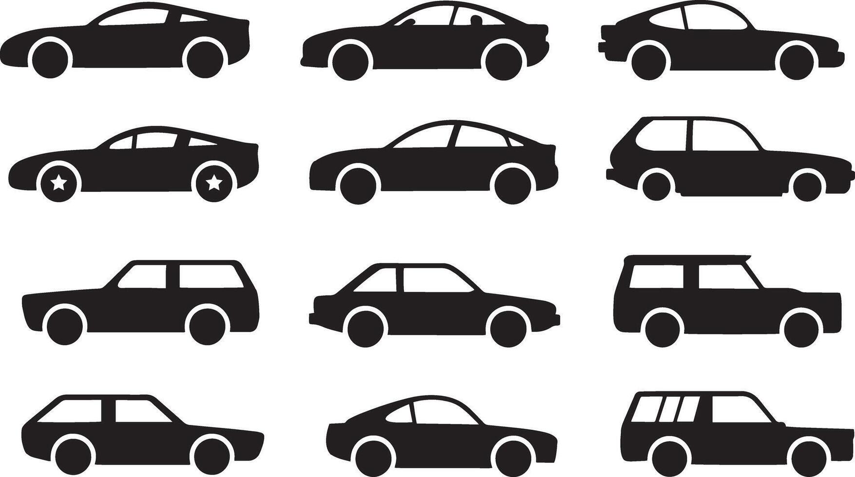 Variety of Car Silhouettes in Different Styles bundle design vector