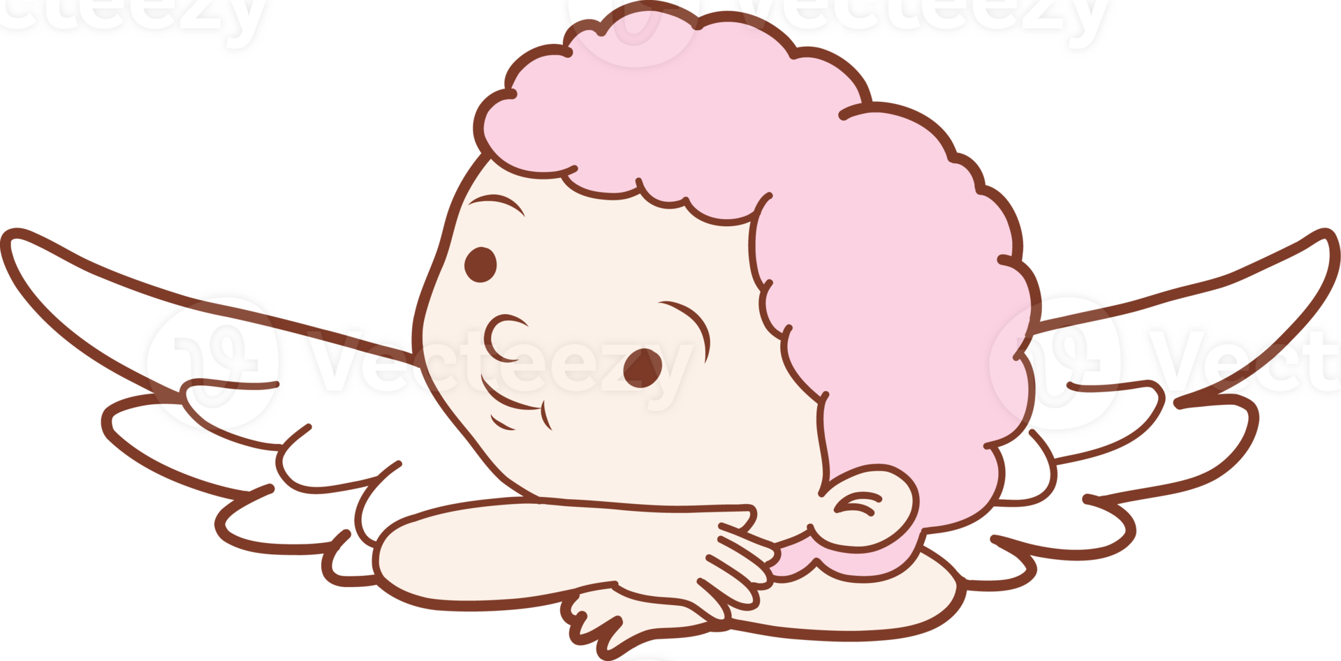 Vanlentine' s day hand drawn design with vintage coquette cupid png
