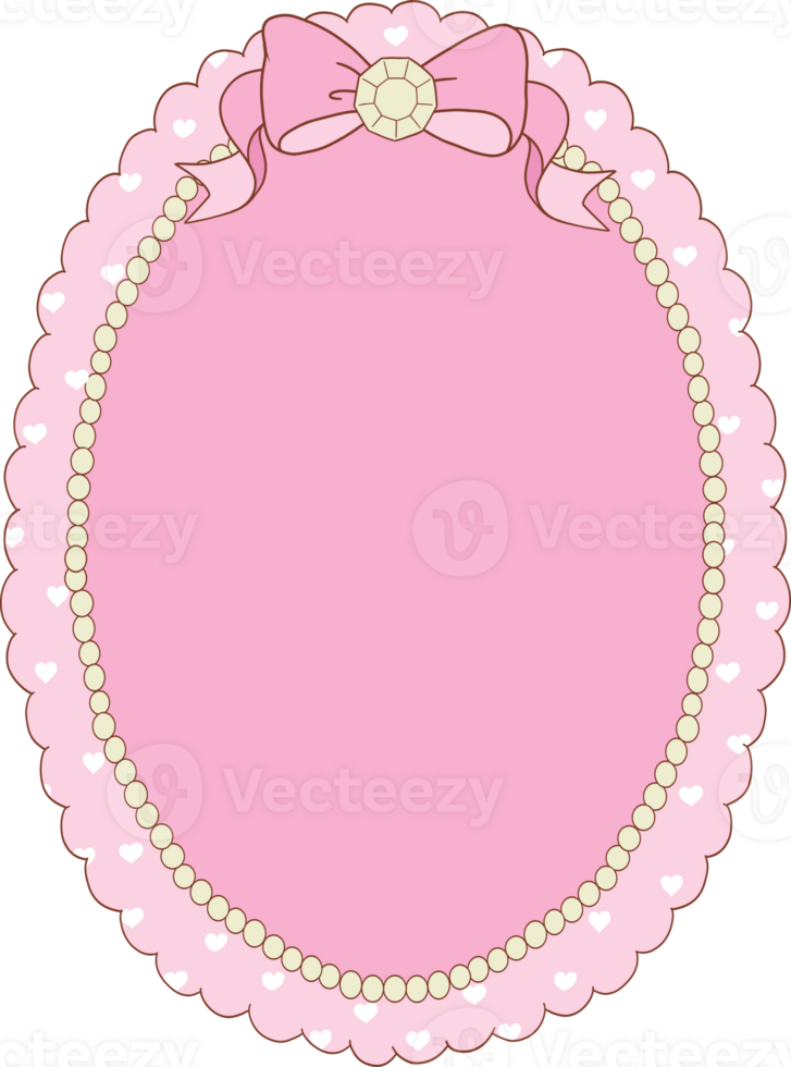whimsical oval frame in coquette style graphic set light pink pastel color style png