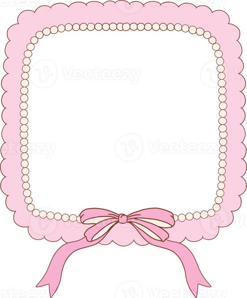whimsical rounded square frames collection in coquette style graphic set light pink pastel color style png