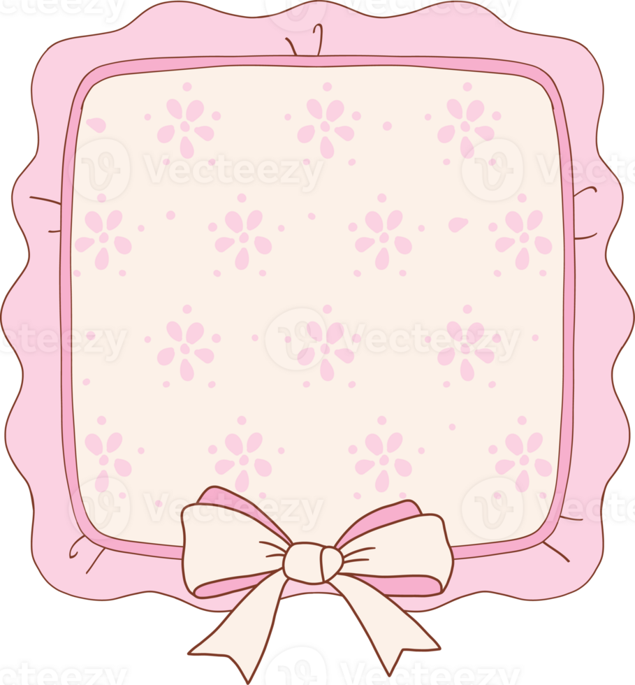 whimsical rounded square frames collection in coquette style graphic set light pink png