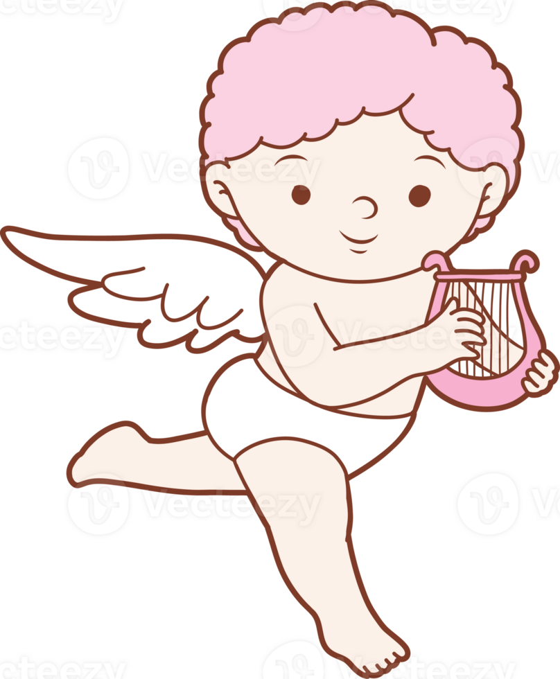 Hand drawn vintage coquette cupid png