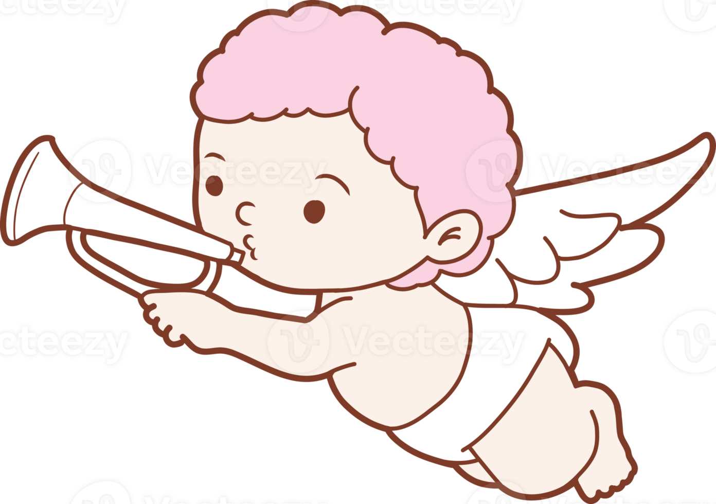 Valentine' s day hand drawn design with vintage coquette pink cupid png