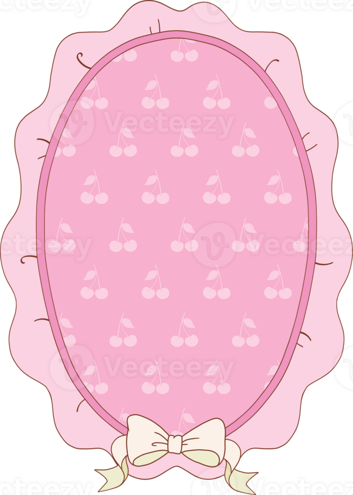 Hand drawn whimsical oval frames collection in coquette style graphic png